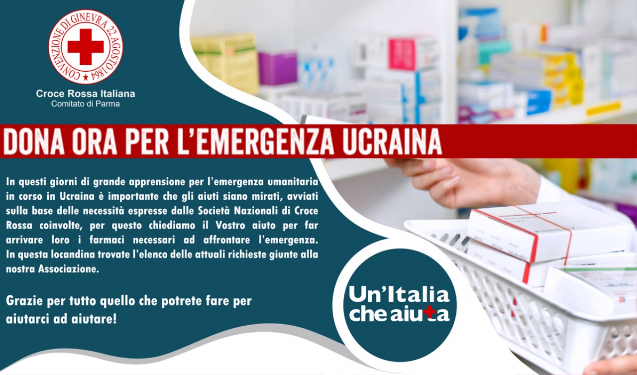 Emergenza Ucraina: CRI Parma avvia una raccolta specifica di farmaci in collaborazione con Farmacie della nostra città