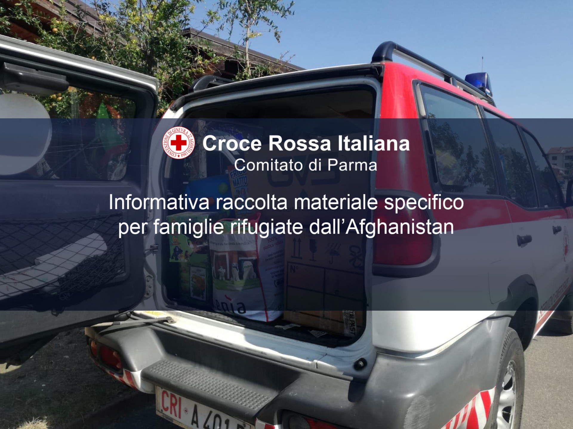 Informativa raccolta materiale specifico per famiglie rifugiate dall’Afghanistan